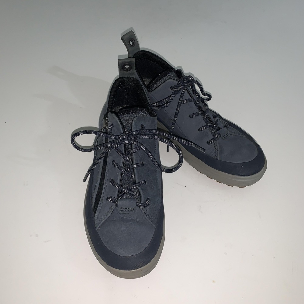 ECCO Shoes Women's 4 Blue Nubuck Lace Up Zip Casual Winter Walking Sneakers